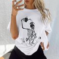 thumbnail image 1 of Pntutb Mujer Damas Mangas con hombros caídos Camiseta de manga corta suelta con estampado de calavera retro desgastado Pntutb Pntutb-4436, 1 of 6