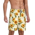 thumbnail image 2 of Logiee Light Green Plaid Sunflower Print Men's Pajama Shorts with Drawstring & Pockets,Sleep Shorts for Men,Sleepwear Bottoms,Elastic Waistband Loungewear-4X-Large, 2 of 6