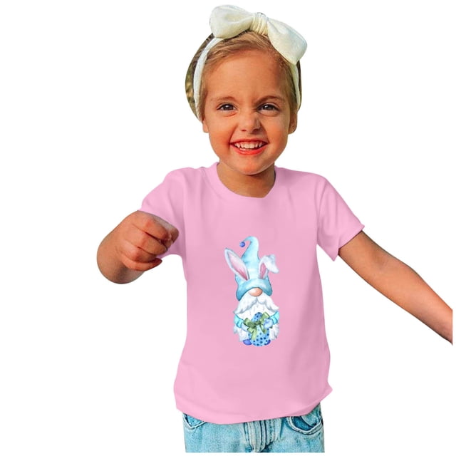 TIMIFIS Easter T-Shirts pour Enfants Garçons Tout-Petits Filles Mignon Oeufs Gnomes Imprimé Manches Courtes T-Shirt Été Col Rond T-Shirt Hauts, 9 Ans