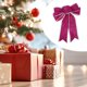 thumbnail image 2 of Decoración de lazo de regalo de tela navideña Unique Bargains de 2 piezas para envolver regalos, accesorio decorativo de lazo festivo 7.09"x9.06" tono plateado y rojo rosa, 2 of 5