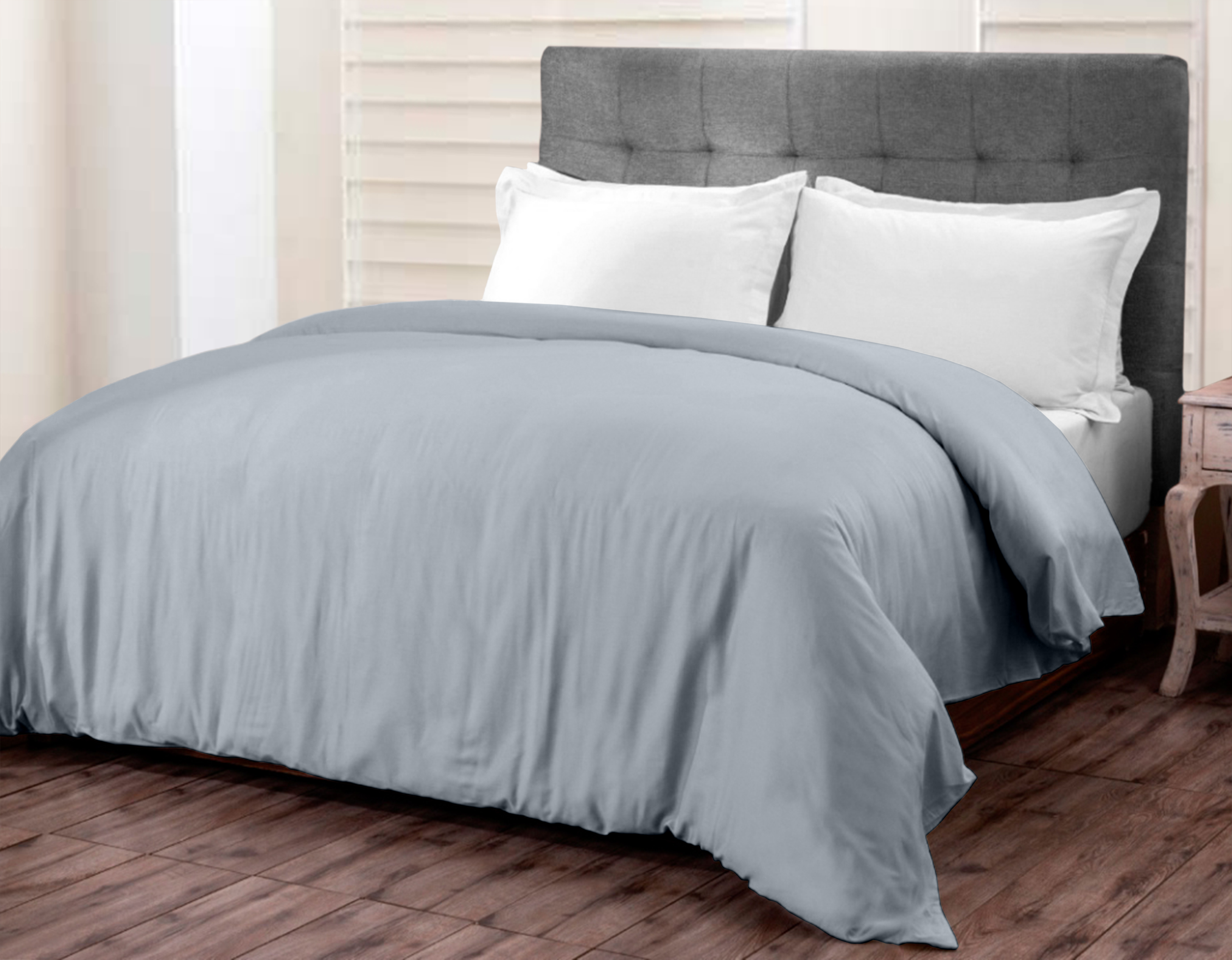 A1HC Organic Cotton Duvet Cover 300 Thread Count GOTS Certified, Soft & Silky Sateen Weave, Twin 68"x86" - Light Blue