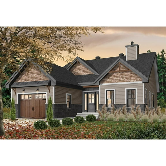 728-32082: Craftsman Traditional 2 Bed, 2 Bath Luxury Home Plan, 1441 Sq Ft: Full Blueprints with License to Build by Home Plan Marketplace - Lesuto