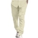 thumbnail image 2 of Pantalones largos para hombre, informales, con cintura elástica, a rayas, bolsillos, de algodón y lino, con paneles, 2 of 6