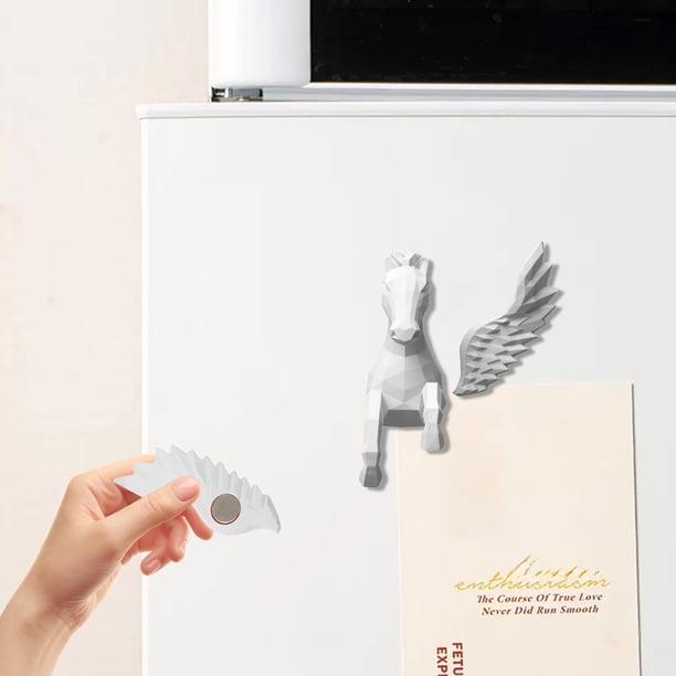 Pegatinas Magnéticas de Resina de Gran Tamaño para Refrigerador, Diseño de Caballo Alado.