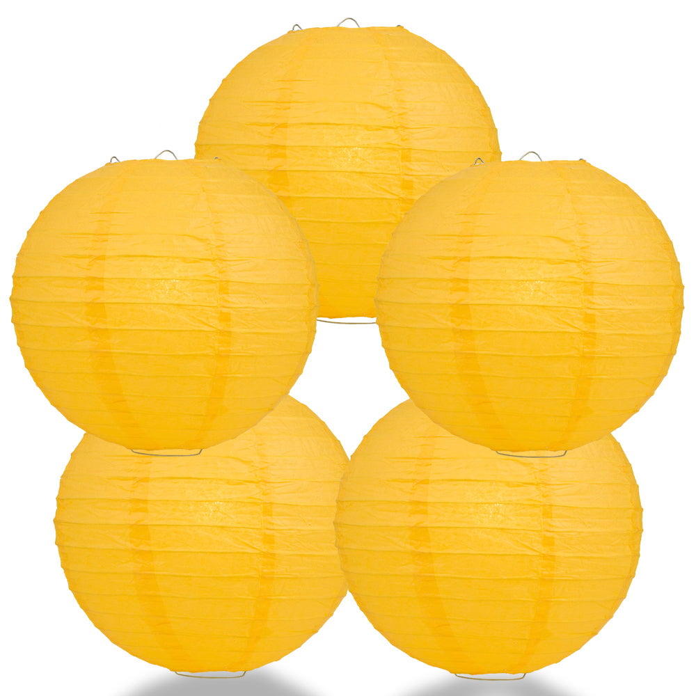 Quasimoon 12" Yellow Traditional Paper Lantern w/Tassels by PaperLanternStore 