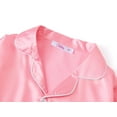thumbnail image 2 of Beezizac Satin Pajamas for Girls - Pink Cute Silky Long Sleeves & Pants Sleepwear PJ Set Size 10, 2 of 7