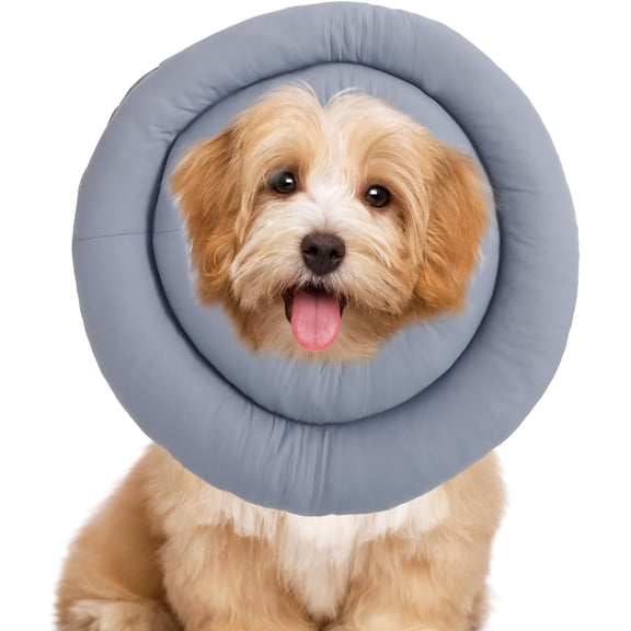 Minzimin Soft Donut E-Collar Cone for Small Dogs & Cats, Waterproof Adjustable Recovery Protector After Surgery, Comfy Anti-Lick Bite Scratch Wound Guard