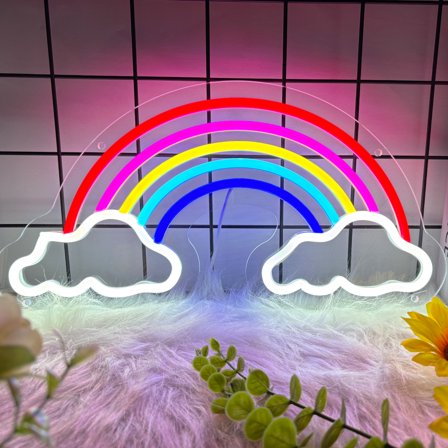 Rainbow Neon Sign for Wall Decor, Rainbow Led Signs for Home Decor, Dimmable Neon Light Sign for Bedroom, Game Room, Living Room, Bar Decoration, USB Powered Light Up Signs for Man Cave