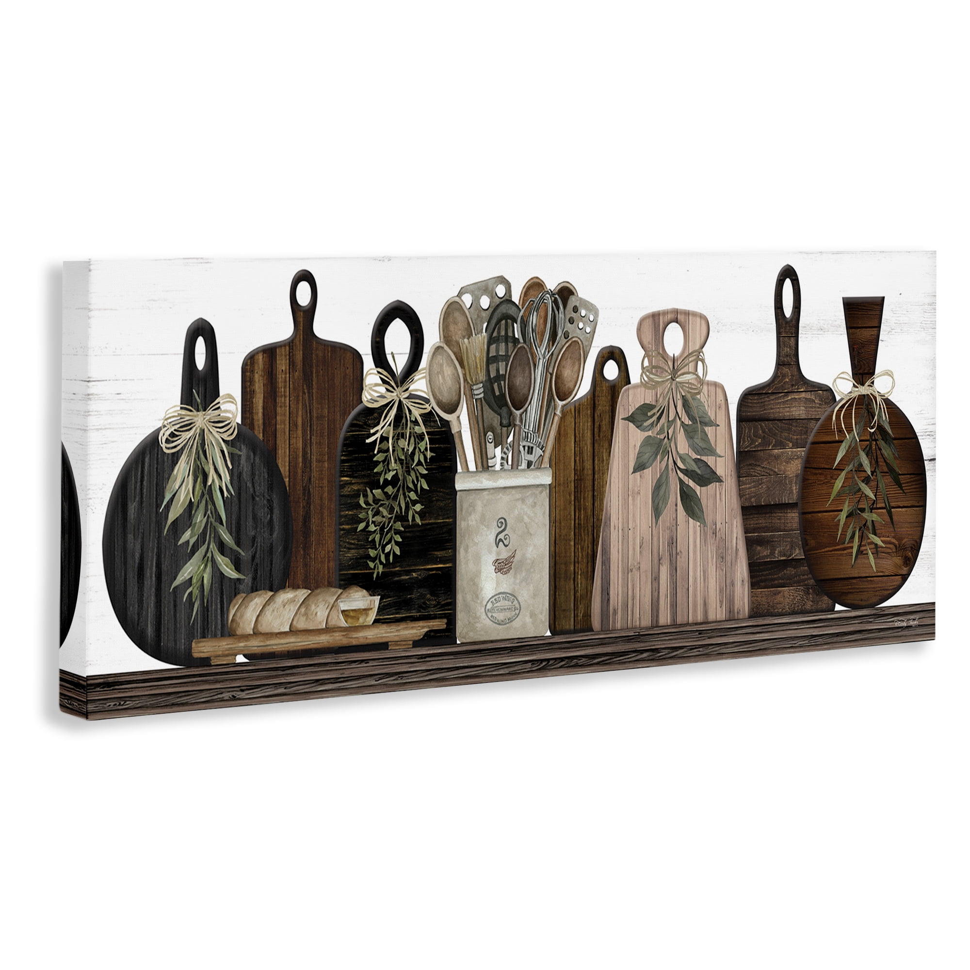 Stupell Industries Wooden Kitchen Items Food & Beverage Painting Gallery Wrapped Canvas Art Print Wall Art, 48 x 20