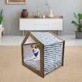 thumbnail image 3 of Harbour Stripe Pet House, Watercolor Style Paintbrush Stripes Sea Marine Life Lines Image, Outdoor & Indoor Portable Dog Kennel with Pillow and Cover, 5 Sizes, Night Blue White, by Ambesonne, 3 of 5