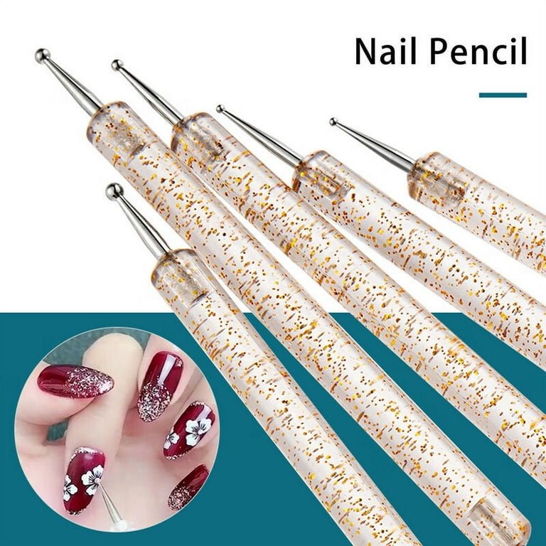 5Pcs Professional Nail Art Dotting Pen Plastic Swirl Marbleizing