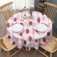 thumbnail image 3 of Strawberry Plants Fruit Heart Daisy Checkered Round Tablecloth 60"x60",Wrinkle Wipeable Table Cloth for Kitchen Dining Room Picnic Patio Party, 3 of 6