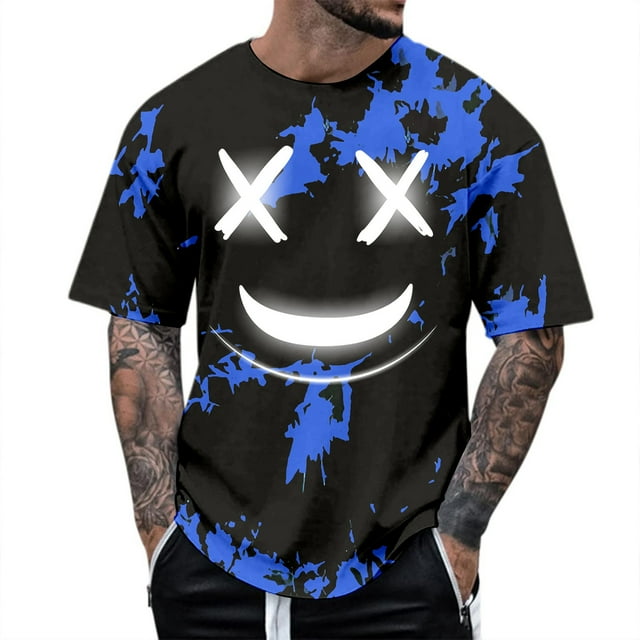 SOMOWI Men T Shirts Everyday Wear Comfortable Stylish Design Outings Or Sports Blue Classic Fall Tees S