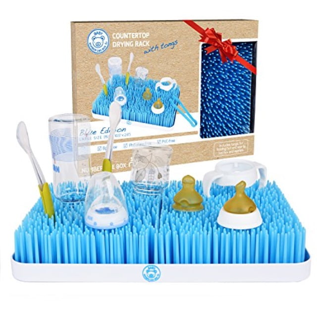 Large Countertop Drainer Mat and Dryer Stand for Baby Bottle Drying Rack Blue 