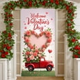 thumbnail image 3 of Heart-shaped Valentine's Day Banner Pink Roses Love Display Red Truck Green Leaves Heart Backdrop for Valentine's Day Party Romantic Celebration Indoor Decoration, 3 of 3