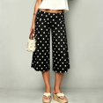 thumbnail image 2 of RUTAYY Women's Pants Cropped Wide Leg Polka Dot Fold Over Waist Loose Stretch Casual Trousers Black, 2 of 5