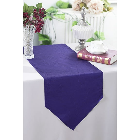 Wedding Linens Inc. (2pcs) 13"x108" Crushed Crinkle Taffeta Table Runner - Regency Purple