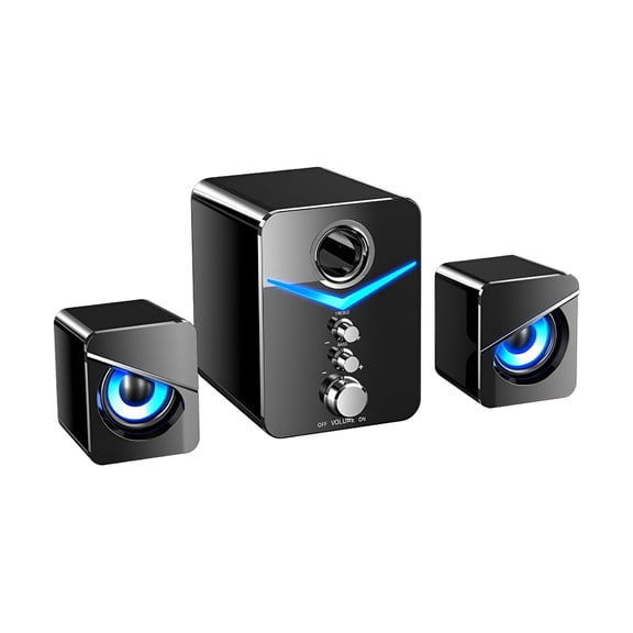 GJX 2026 New Computer Speakers with Subwoofer,Usb Powered and 3.5Mm Auxiliary Connection,Bluetooth Computer Speakers with Led Lights for Desktop,Laptop,Tablet Speakers