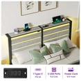 thumbnail image 4 of Greenstell Queen Size Bed Frame with Storage Headboard,Wood Platform Bed with LED Lights & USB Charging Station,Double Bed Frame with Metal Slats, No Box Spring Needed, Light Gray, 4 of 9