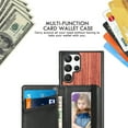 thumbnail image 4 of Allytech Wooden Case for Samsung Galaxy S22 Ultra/ Galaxy S22 Ultra 5G 2022(6.8"), Detachable Magnetic Back Wallet Card Slots Shockproof Protective Folio Stand Case for Samsung S22 Ultra 2022,Rosewood, 4 of 8
