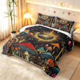 thumbnail image 3 of Homewish Watercolor Botanical Mushroom Twin Quilt Set,Vintage Fungus Plant Twin Coverlet Set,Black Reversible,2 Pieces, 3 of 7