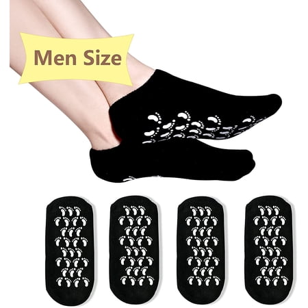 Moisturizing Socks, Gel Socks Soft Moisturizing Gel Socks, Gel Spa Socks for Repairing and Softening Dry Cracked Feet Skins (Men Size(Black))