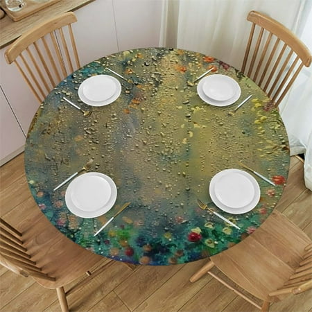 

BCIIG Flowers Bench Round Table Cover 100% Polyester Stain Resistant Washable Indoor Outdoor Tablecloth Kitchen Dining Wedding Parties Tablecloths 38 -42