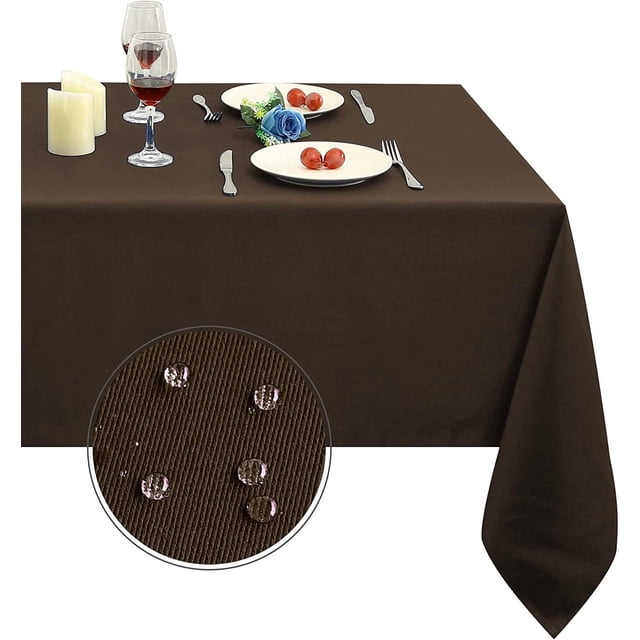 LAICAIW Nappe Rectangulaire 210 G/m2 - Nappe en Microfibre Imperméable Robuste, Housse de Table Décorative pour Usage Extérieur et Intérieur (Chocolat, 70 x 120 Pouces)