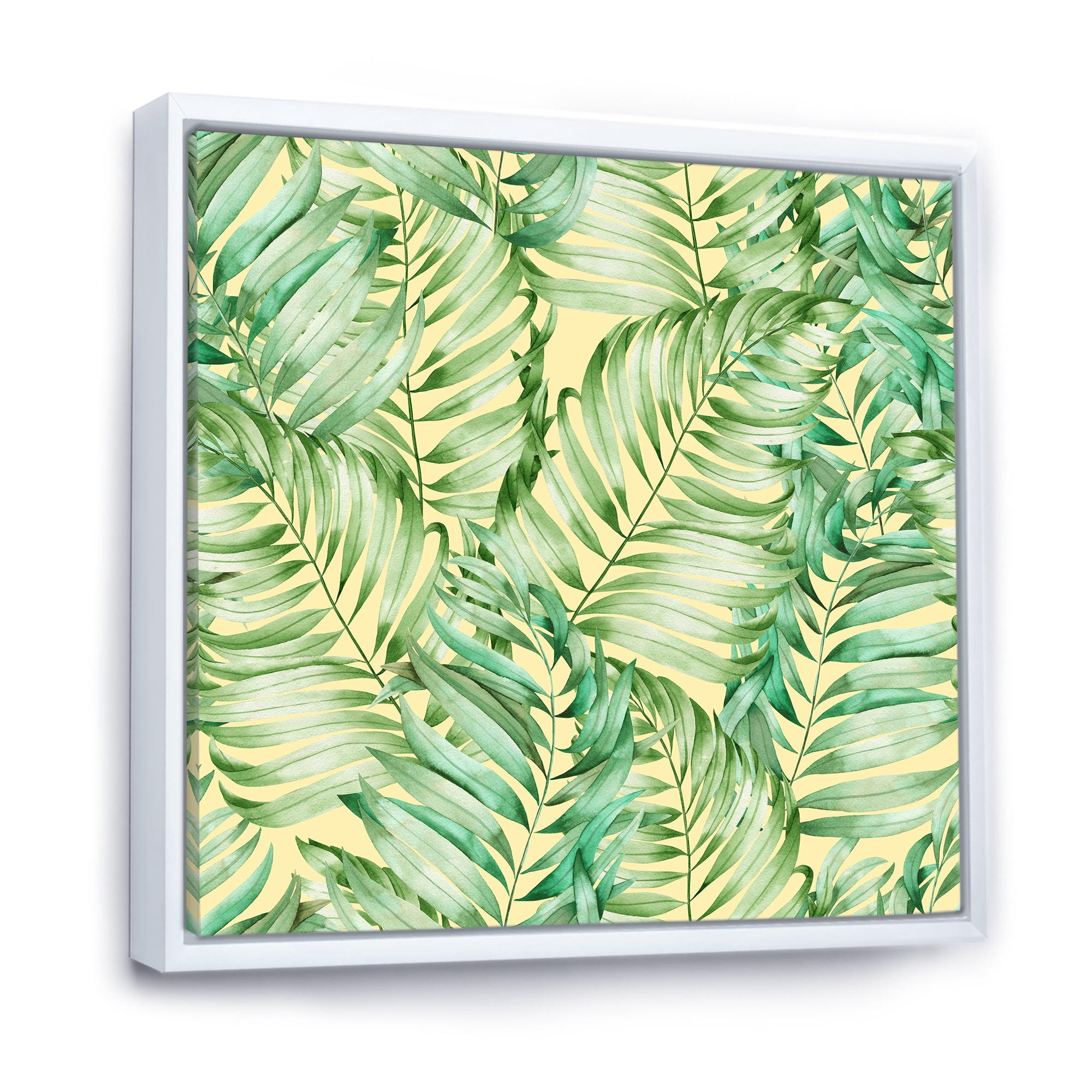 Designart 'Tropical Green Leaves of Monstera' Tropical Framed Canvas Wall Art Print
