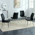 thumbnail image 3 of Set of 4 Black PU Dining Chairs, Medieval Style with Silver Metal Legs for Restaurant & Living Room, 3 of 10