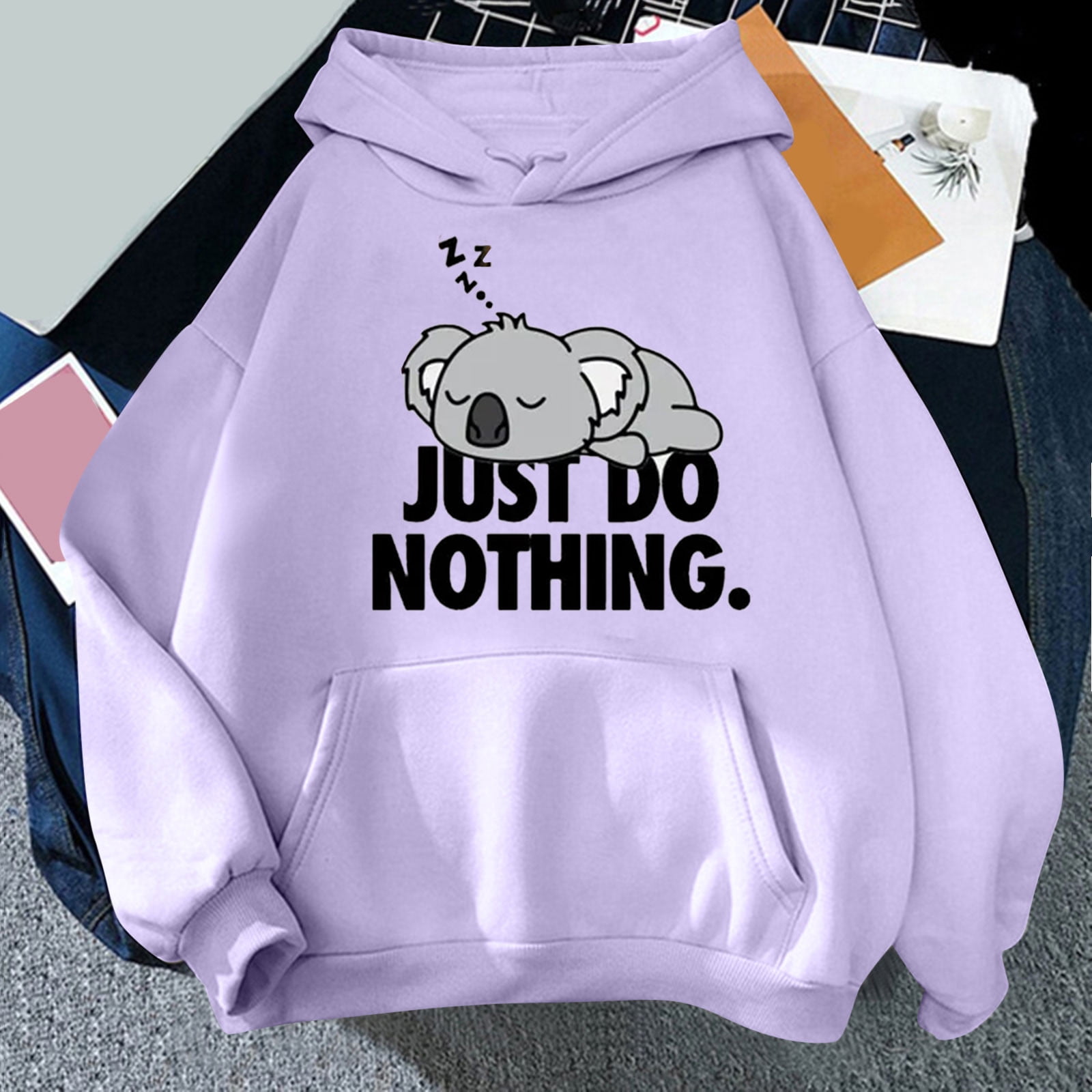 Women Cute Fashion Hoodies for Girls Sweatshirt Giftable Cozy Hoodie for Everyday Wear Purple L