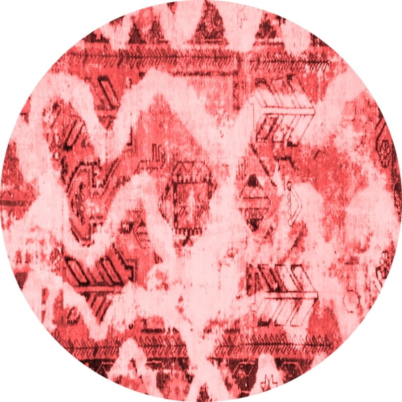 Ahgly Company Machine Washable Indoor Round Abstract Red Modern Area Rugs, 6' Round