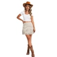 thumbnail image 7 of Western Cowgirl Fringe Skirt,High Waisted Mini Suede Skirts,Country Concert Rave Festival Booty Tassel Bottoms, 7 of 7