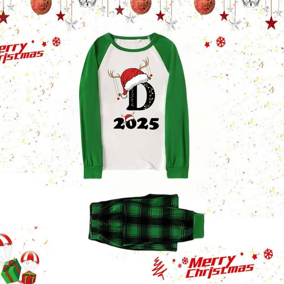 Ensemble de Pyjamas de Noël Assortis pour Famille Papa, Imprimé de Lettres, Tenue Parent-Enfant