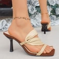 thumbnail image 5 of Rokment Women's Stiletto High Heels Dress Sandals Fashion Casual Suede Square Open Toe Slip on Pumps Dressy Heeled Slides for Ladies Bride Wedding 2026 Beige Size 6, 5 of 7