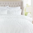 thumbnail image 3 of EvJk Modern Series 7-Piece Comforter Set, White Tufted Vintage Damask Bed in a Bag, King, 3 of 4