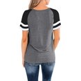 thumbnail image 2 of Nouveau T-Shirt Col Rond pour Femmes à Manches Courtes, Haut Décontracté à Blocs de Couleur, 2 of 2
