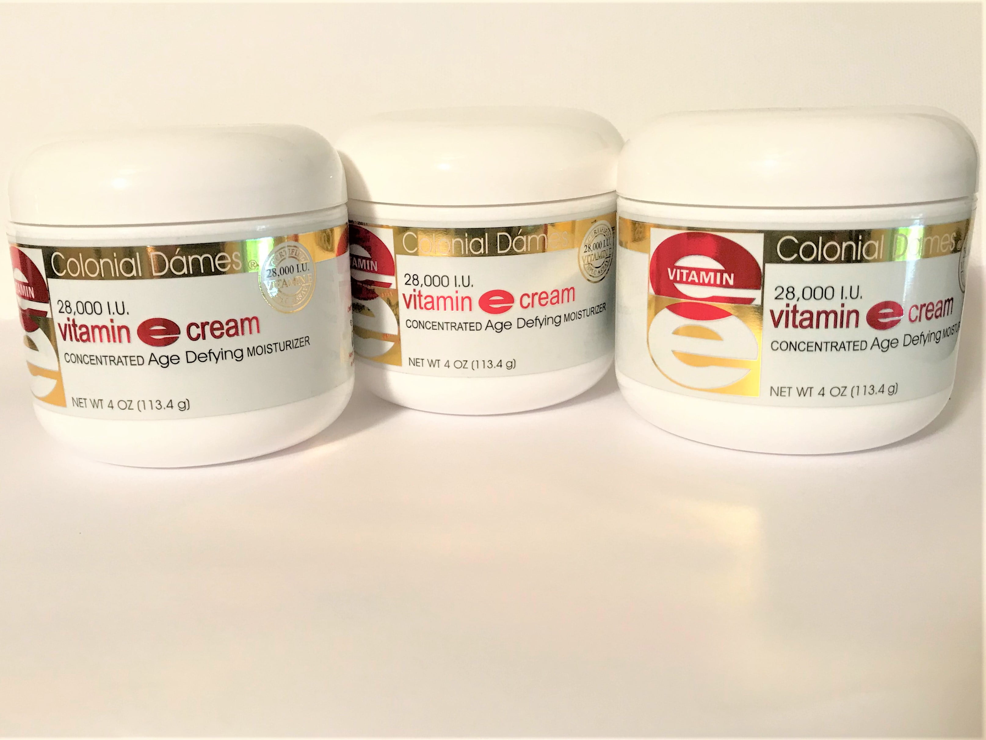 Colonial Dames Vitamin E Cream 28000 I.U. Value Pack 3 Four Ounce Jars