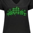 thumbnail image 4 of Inktastic St. Patrick's Day Clovers in Plaid Women's Plus Size V-Neck T-Shirt, 4 of 5