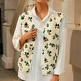 thumbnail image 3 of Women's Sherpa Vest Sleeveless Button Down Floral Print Open Front Fuzzy Gilet Outerwear Fall Winter Warm Cozy Loose Fit Jacket, 3 of 7