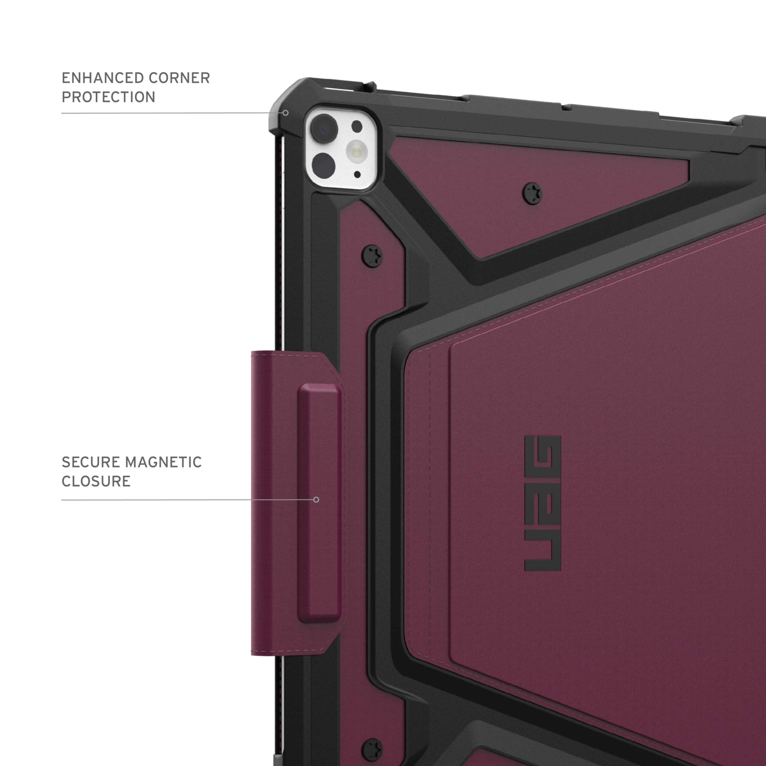 UAG iPad Pro 13" Case M5 2025 8th Gen, M4 2024 7th Gen A3360 A3361 A3362 A2926 Adjustable Multi-Angle Stand Pencil Holder Auto Sleep/Wake Folio Cover, Metropolis SE Bordeaux