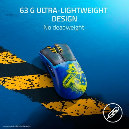 Razer - DeathAdder V3 Pro Lightweight Wireless Optical Gaming Mouse with 90 Hour Battery - Fortnite Edition - Blue