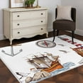 thumbnail image 3 of Area Rug 48×72in, Oceans Lighthouses Boat Anchors Floor Carpet Living Room Rug, Compass Seagulls Non-Slip Welcome Mat Indoor Rugs for Bedroom Dining Room, 3 of 9