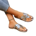 thumbnail image 5 of Willtoo Flat Sandals for Women Pearl Slides Flower Flip Flops Round Toe Comfortable Beach Dressy Shoes, 5 of 6