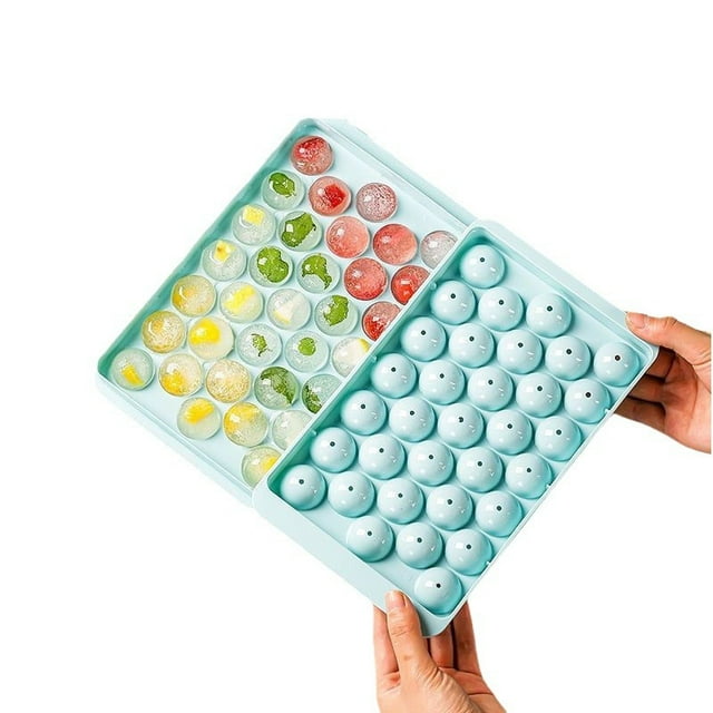 Bandeja de cubitos de hielo redonda 3D con tapa, compartimento de hielo casero creativo, modelo de cubo de hielo, caja de bola de hielo de 33 compartimentos