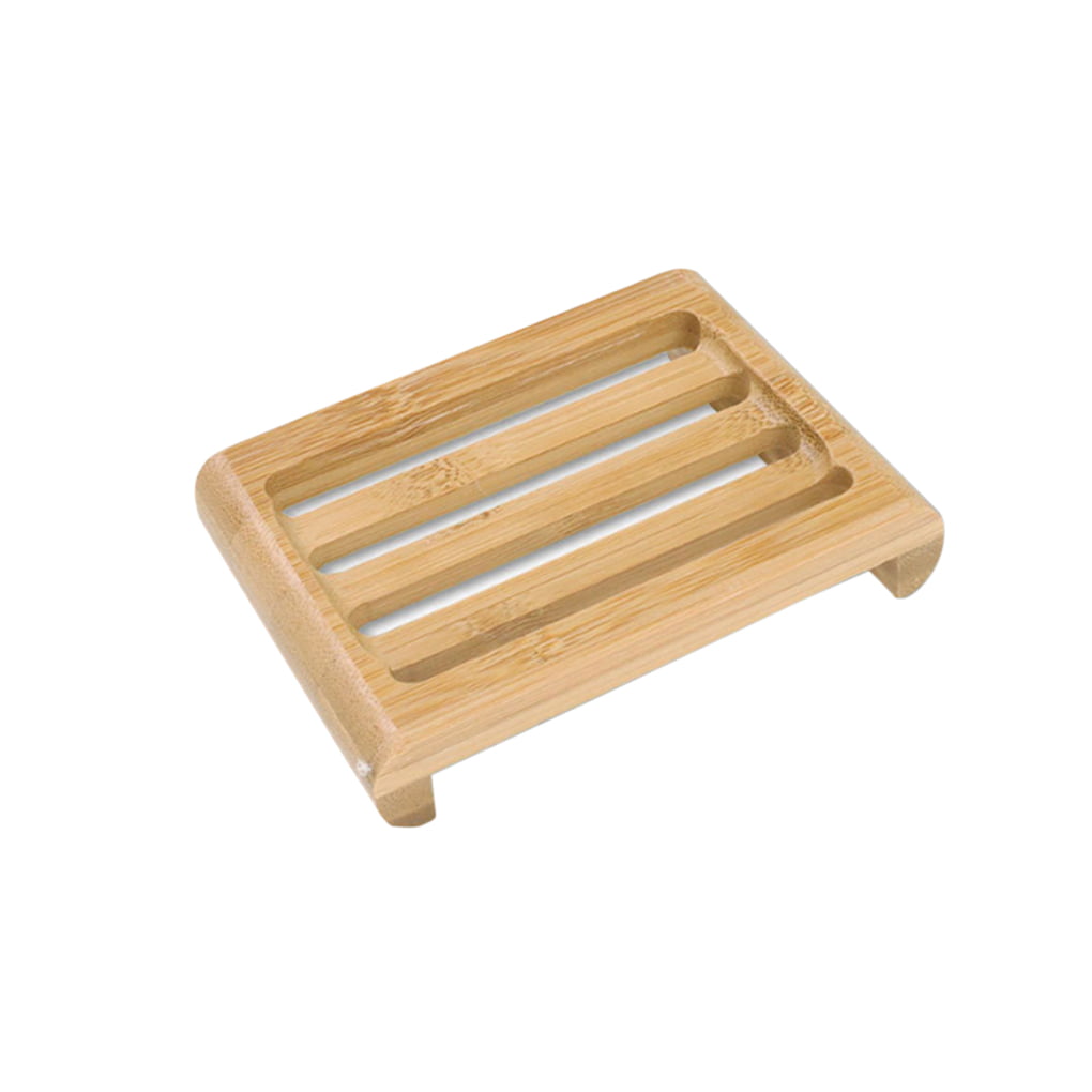 Natural Wooden Bamboo Soap Dish Tray Holder Soap Rack Plate Box 