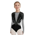 thumbnail image 3 of TSSOE Girls 3-Piece Gymnastic Leotards Gradient Rhinestones Sparkling Ballet Dance Outfit with Shorts Set Grey 16, 3 of 7