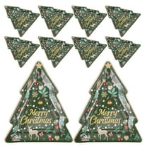 Gymnture 10pcs Holiday Paper Plates Tree Disposable Plates for Party Appetizer Dessert Dinnerware Winter Party Supplies Green and Gold