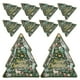thumbnail image 1 of 10 platos de papel navideños desechables de árbol para aperitivos, postres y vajilla de fiesta de invierno, color verde y dorado, 1 of 7