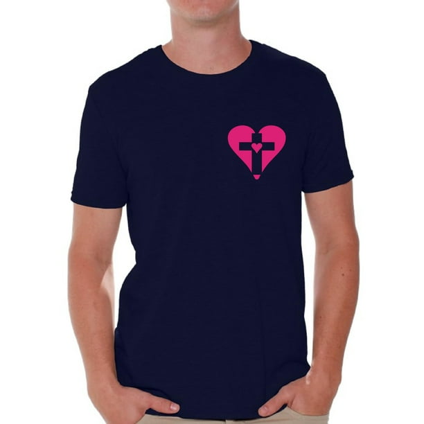 Awkward Styles Awkward Styles Pink Heart Cross Shirt For Men Christian Mens Shirts Christian Cross Clothes For Men Jesus Christ Is The Lord Christian Cross Birthday Gifts Jesus Shirts Jesus Clothing